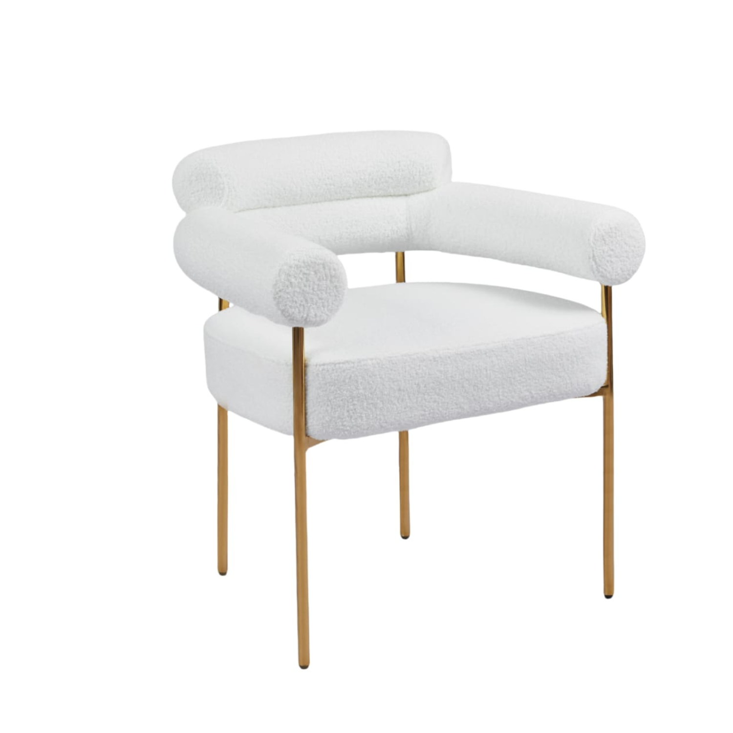 Chaise en  Tissu Bouclé Blanc Doudou ou Velours avec piétement métallique