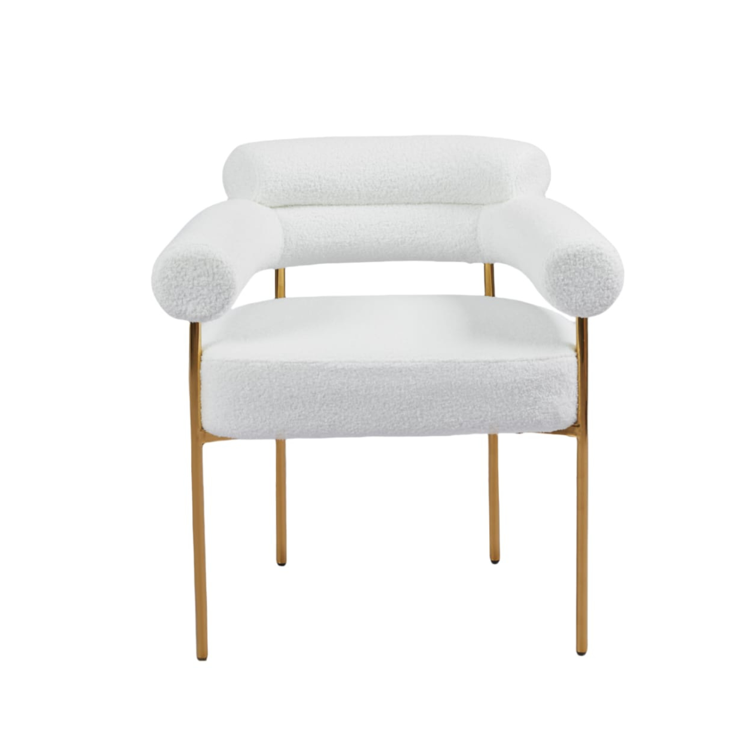 Chaise en  Tissu Bouclé Blanc Doudou ou Velours avec piétement métallique