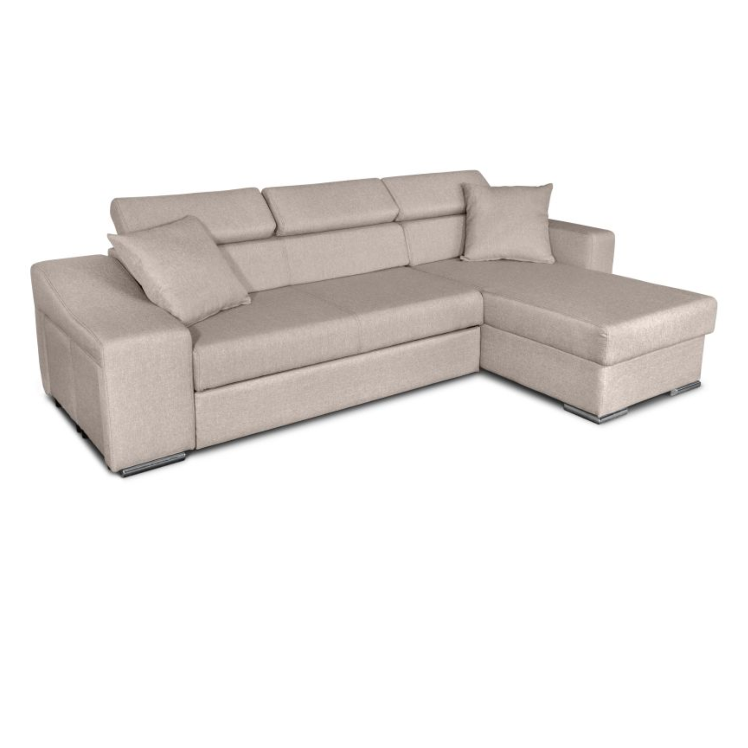 Canapé d'angle réversible, convertible avec coffre et 2 poufs en tissu