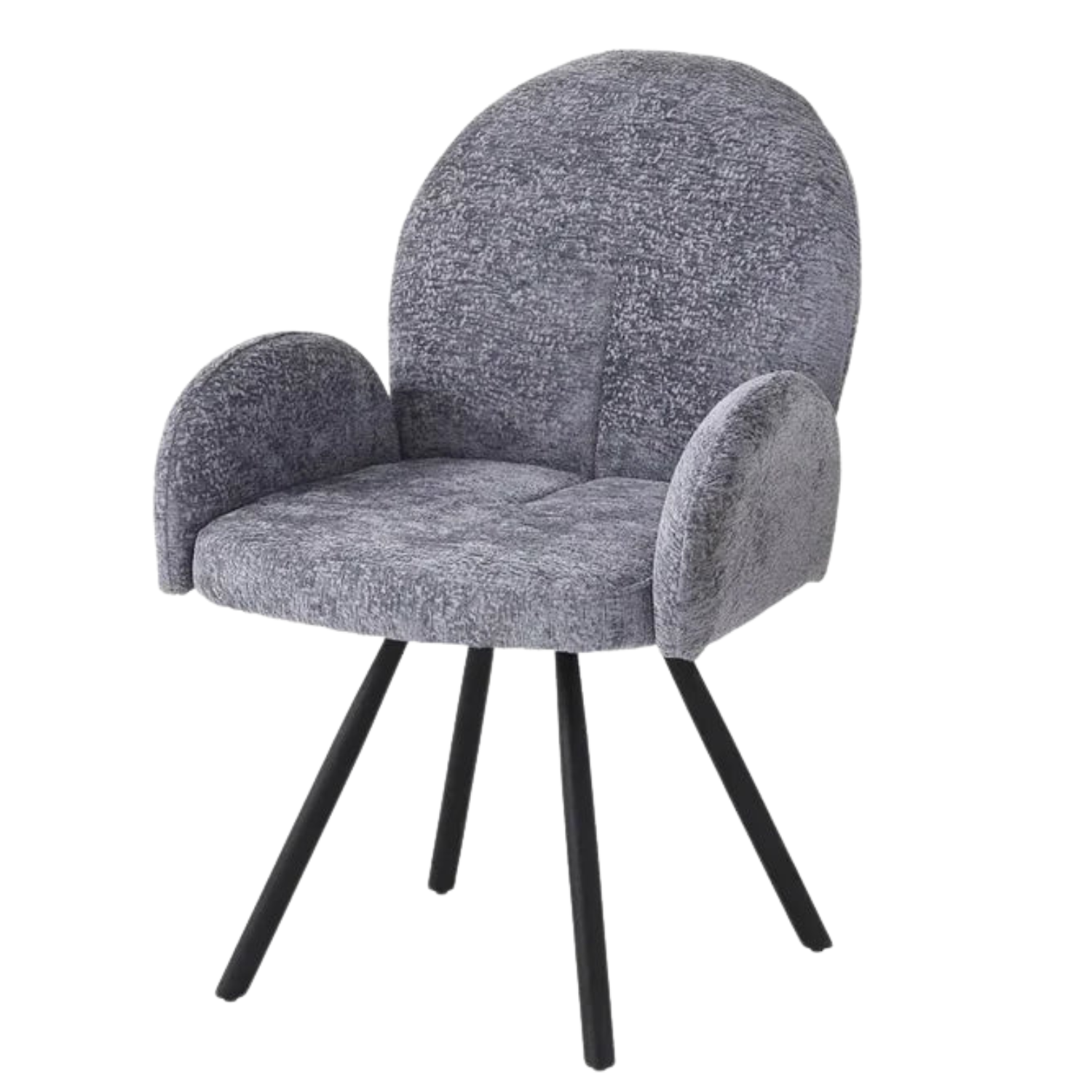 Chaise en tissu chenille avec dossier haut – Piètement en acier doré, argenté ou noir
