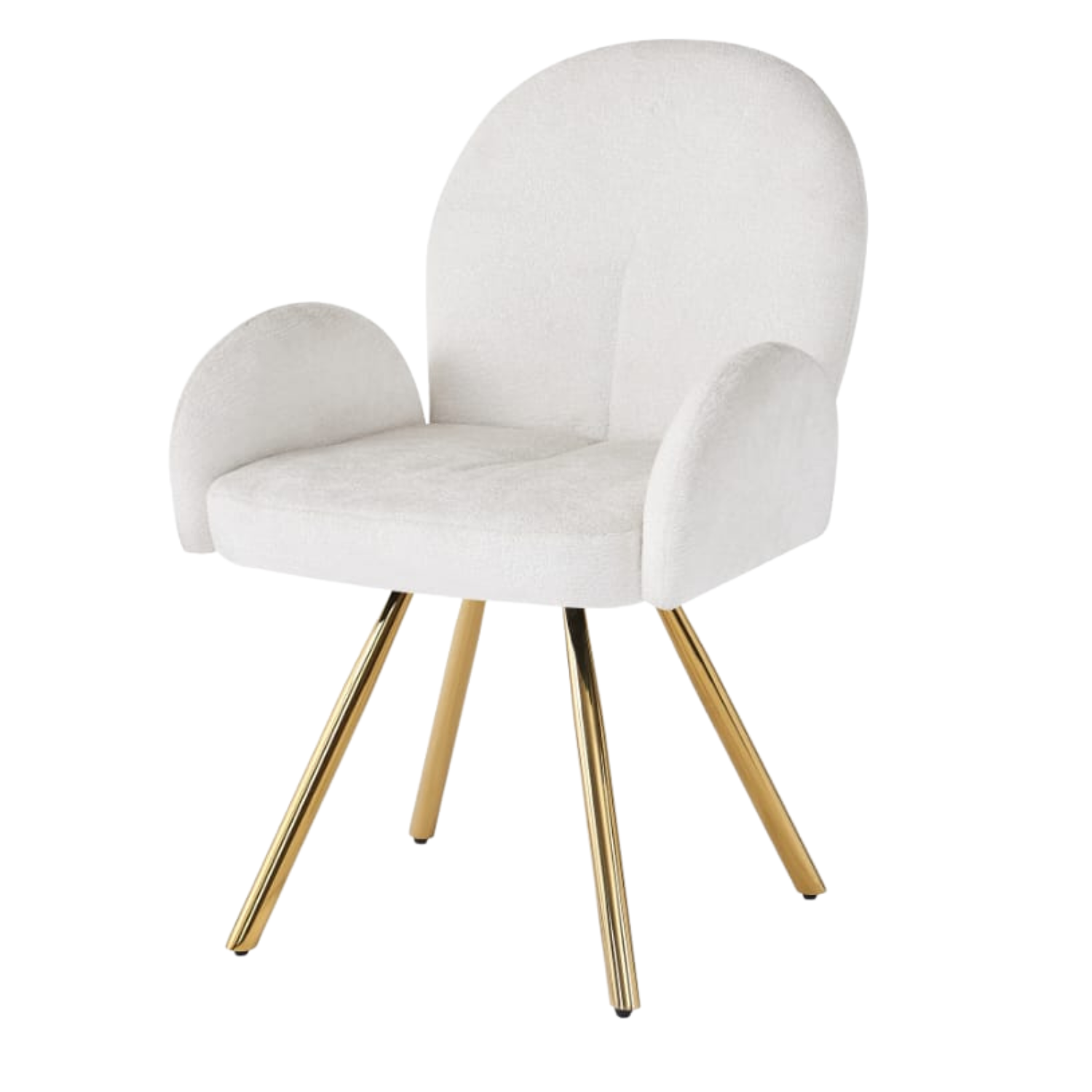 Chaise en tissu chenille avec dossier haut – Piètement en acier doré, argenté ou noir