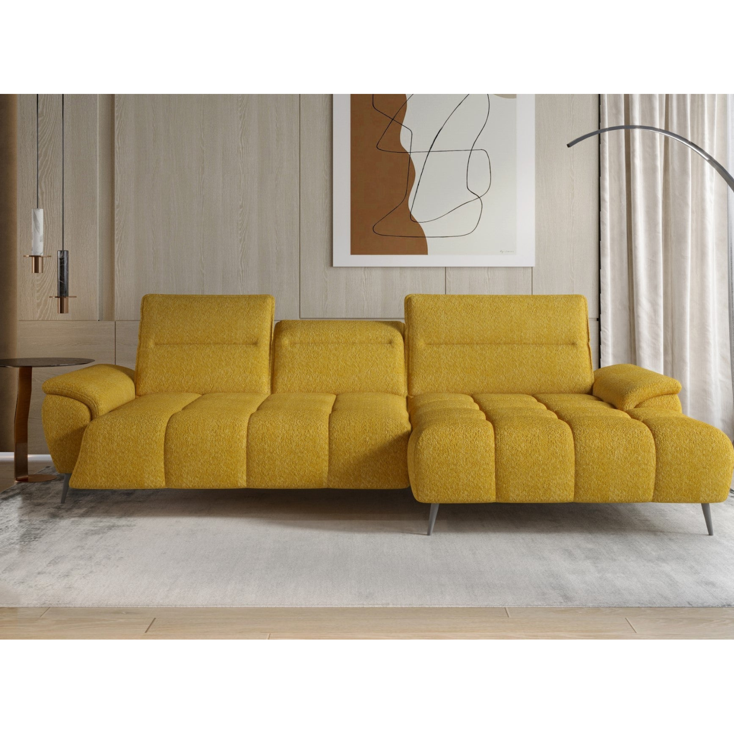 Canapé d’angle – Convertible avec rangement, têtières réglables & design moderne (S, L, XL)