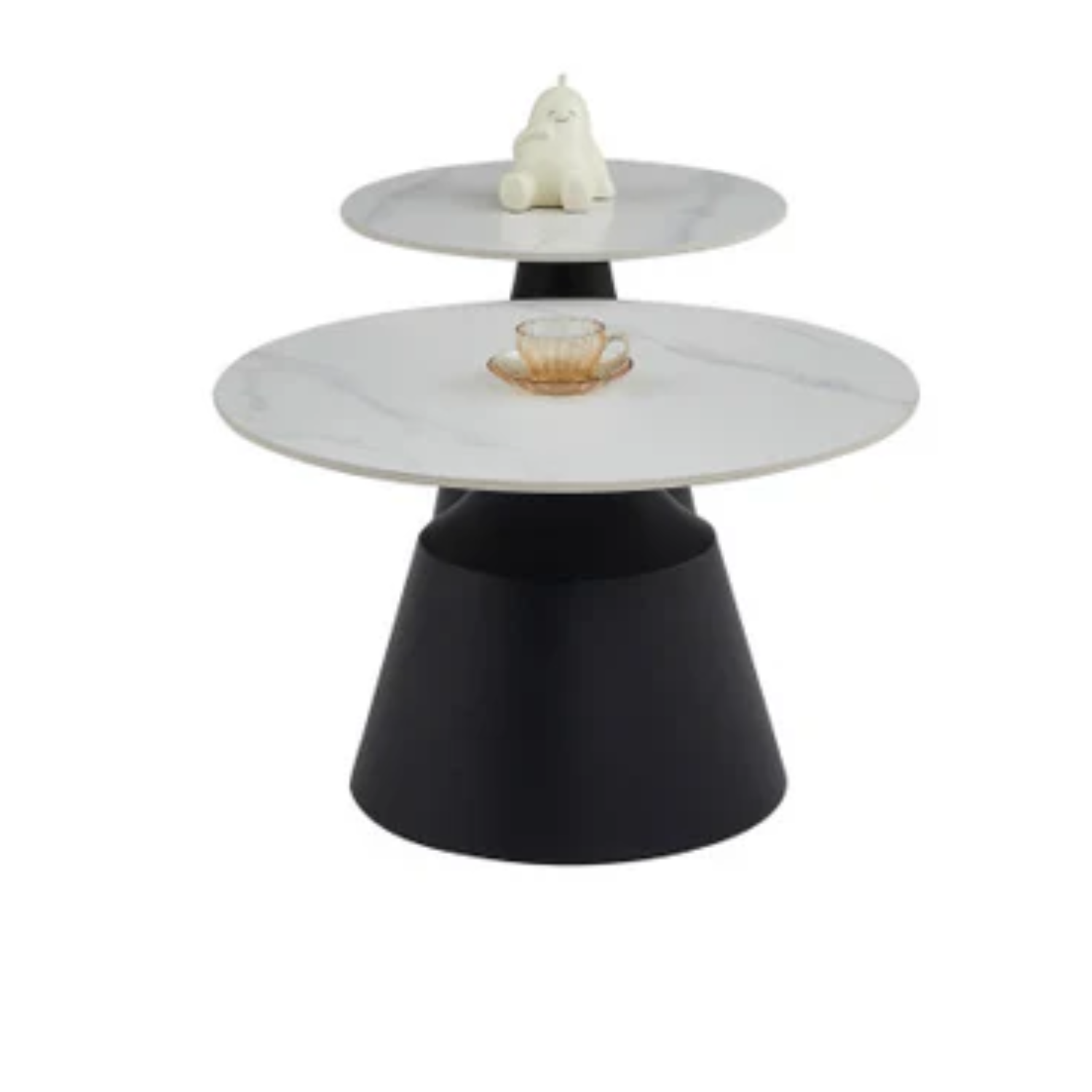 Table basse avec plateau en céramique et piétement en acier