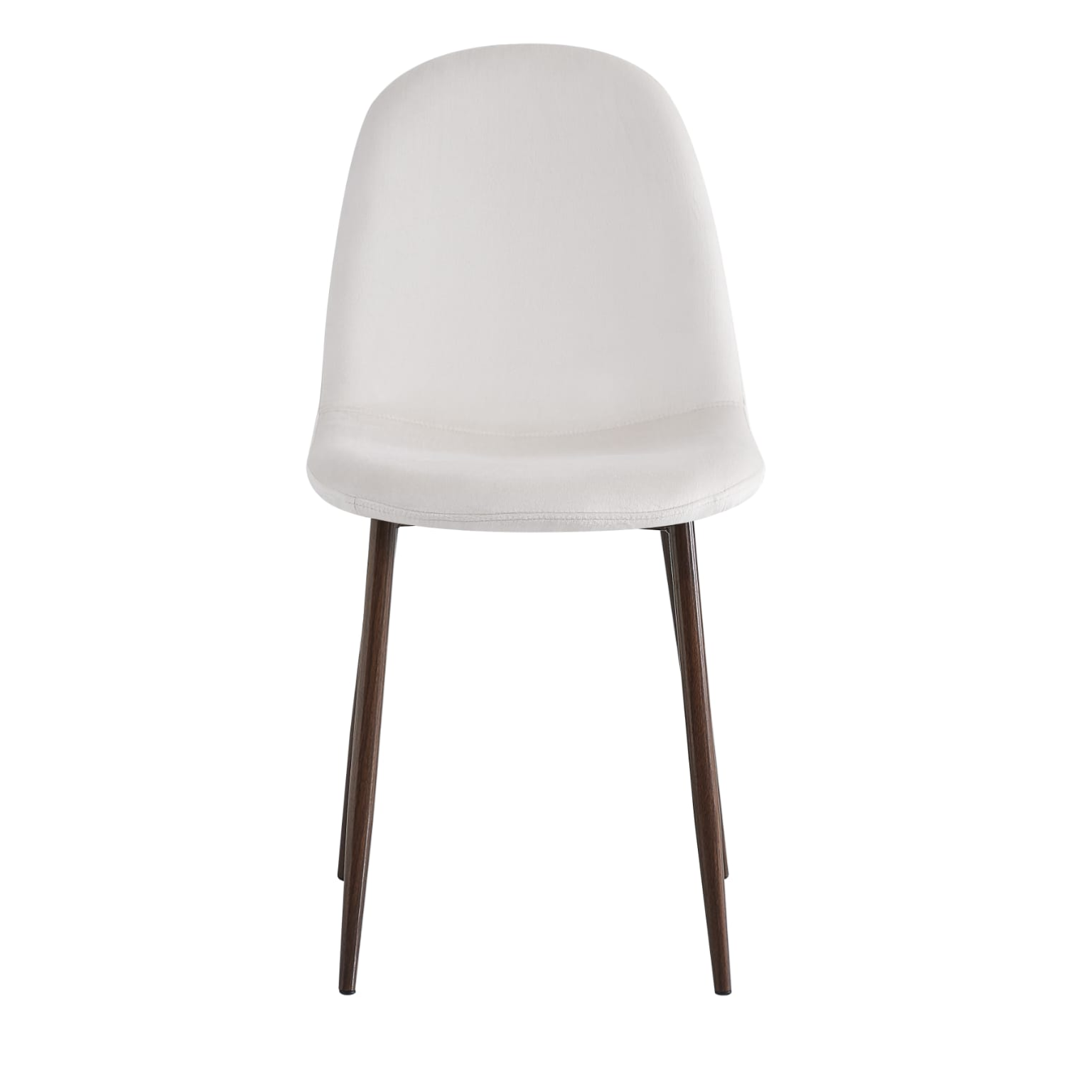 Chaise scandinave  avec  pieds métal effet bois noyer et  Assise velours beige