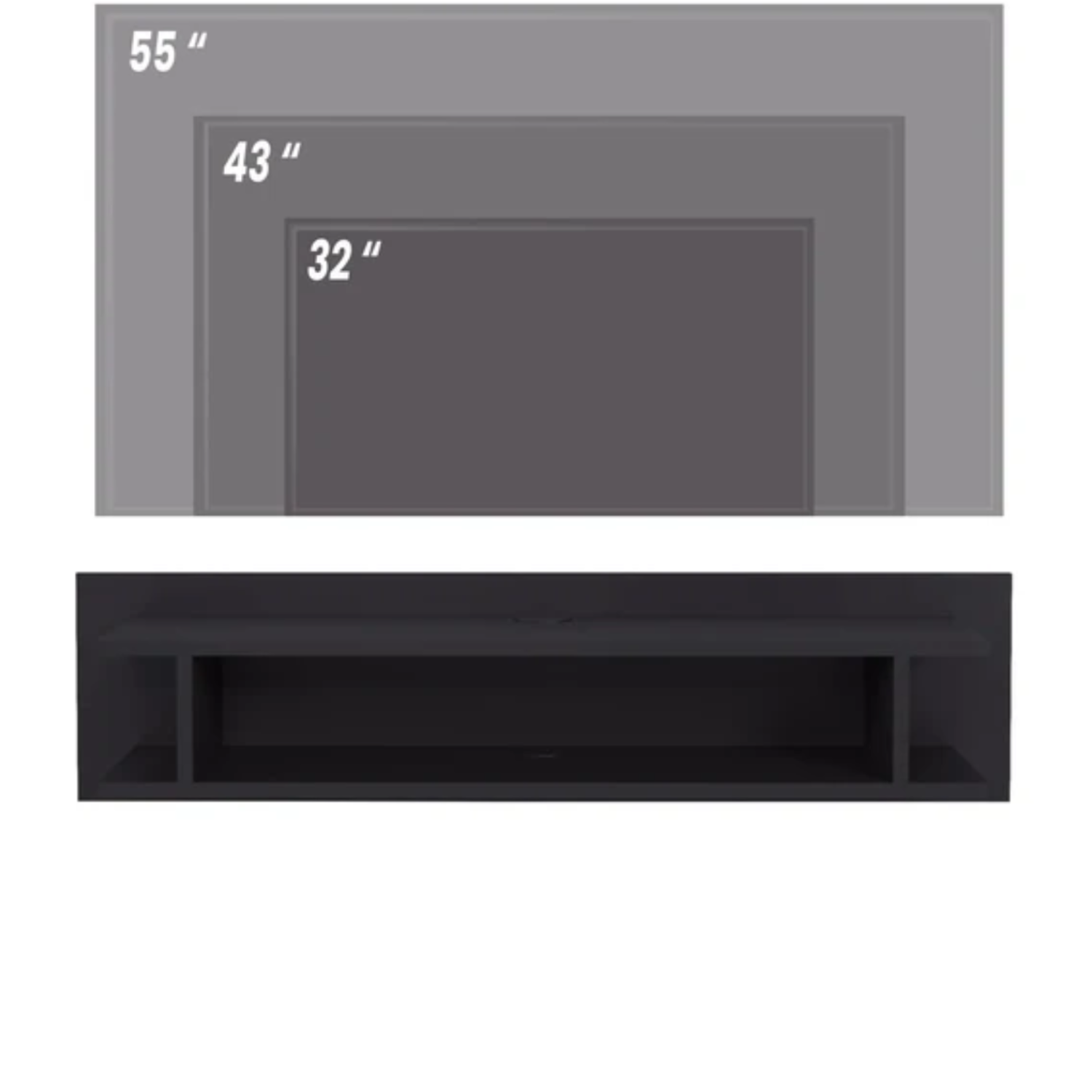 Meuble TV Suspendu OSCARO en bois couleur noir 120 cm avec rangement