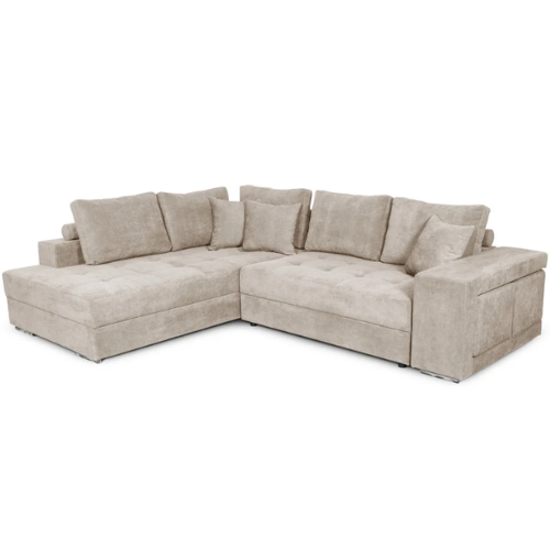 Canapé d'angle convertible avec 2 poufs et coffre en tissu