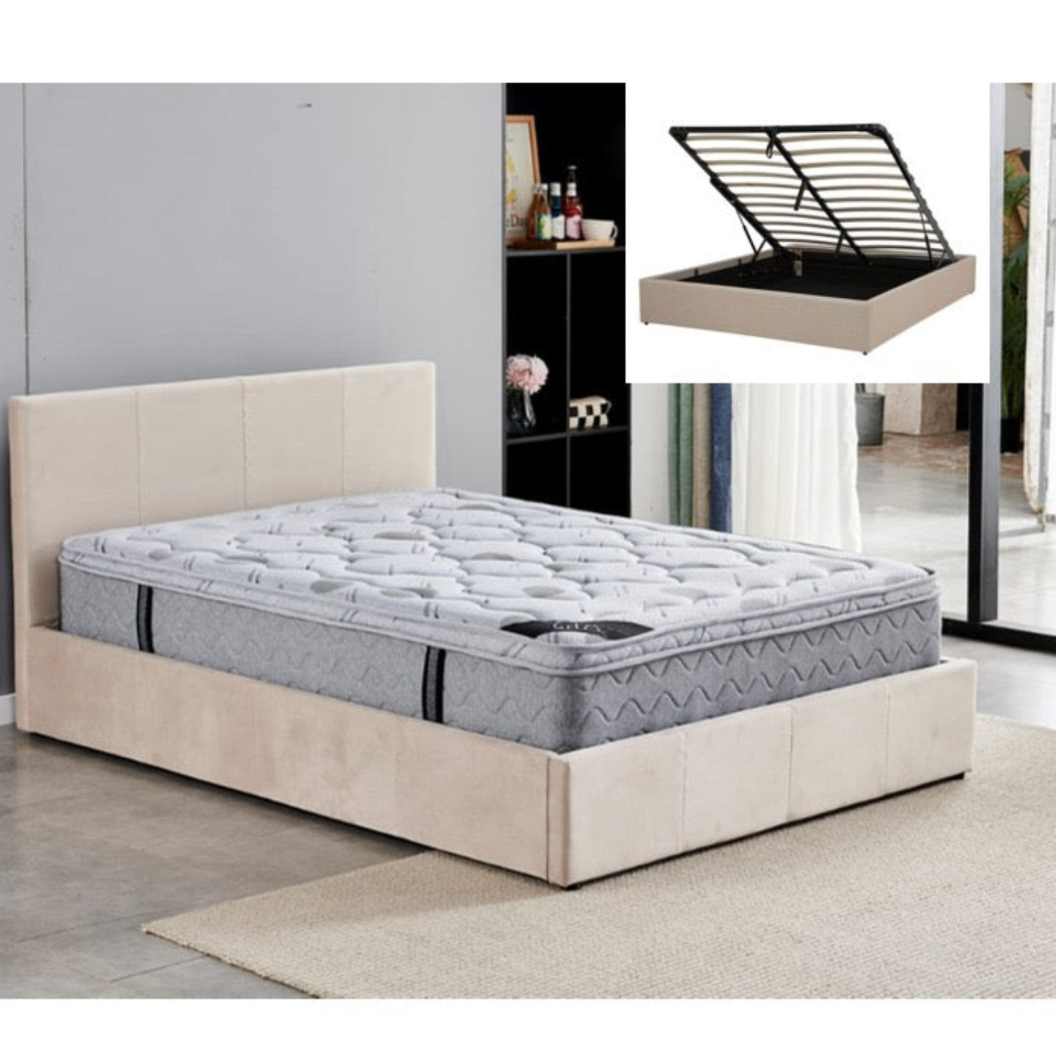Lit Coffre en Velours – Design Élégant avec Rangement Pratique | 140x190 cm