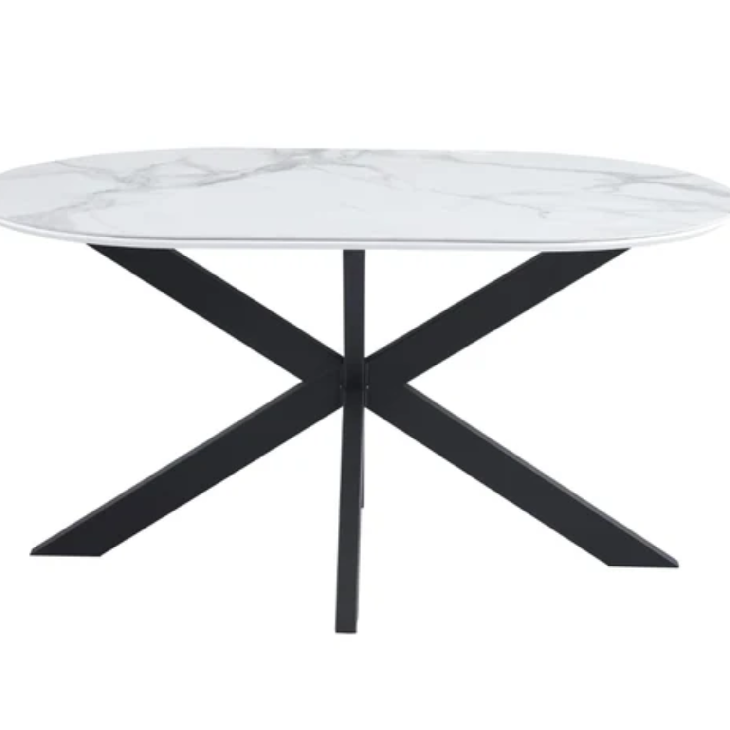 Tables à manger en Céramique Effet Marbre Blanc et Bases Métalliques