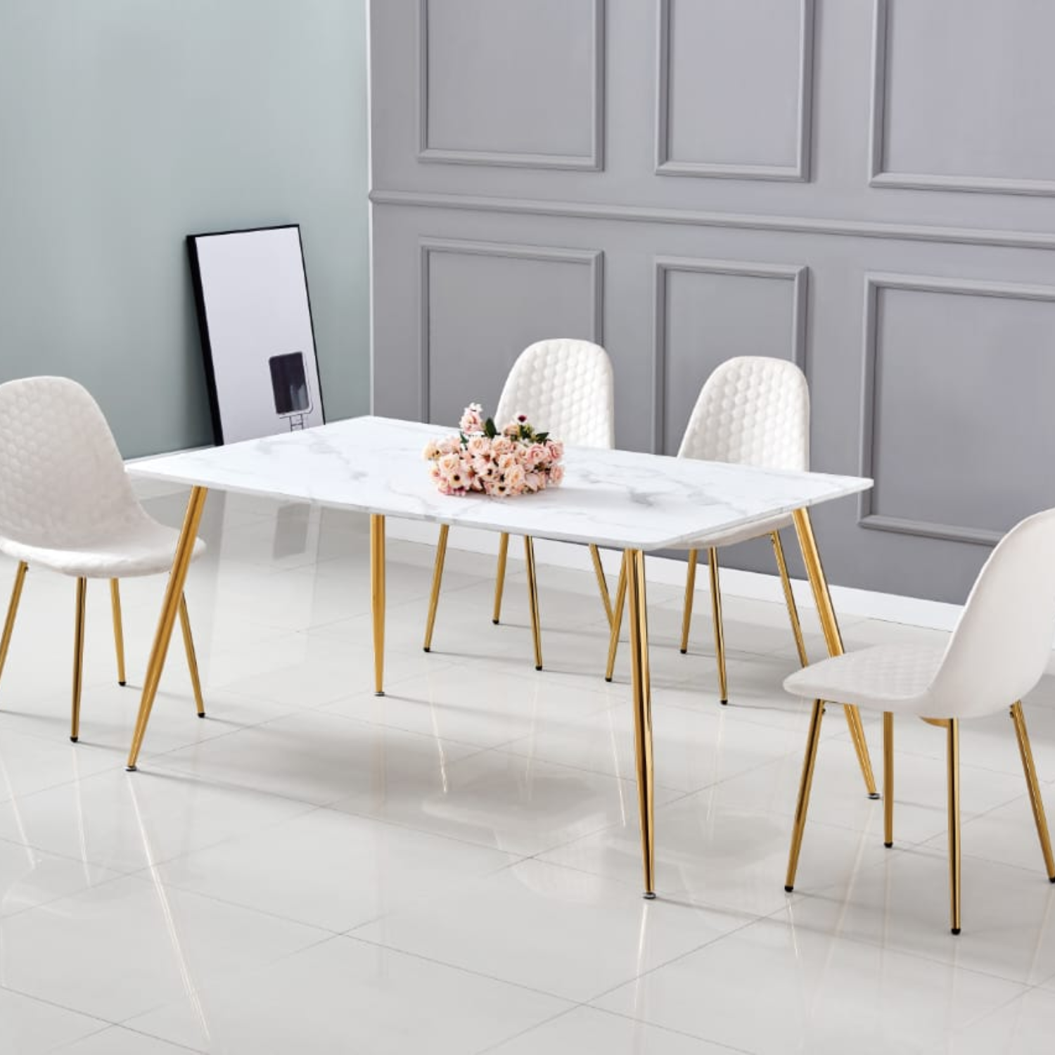 Chaise  scandinave  assise en velours avec Piètement en Acier