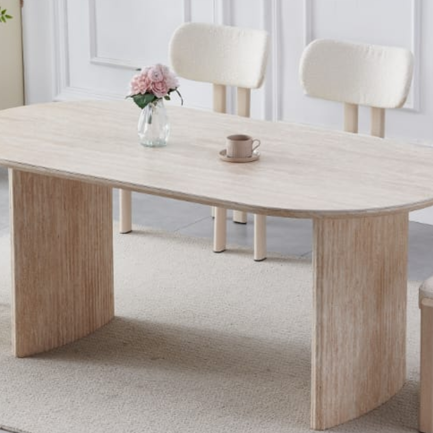 TABLE A MANGER TRAVERTIN CERAMIQUE 180