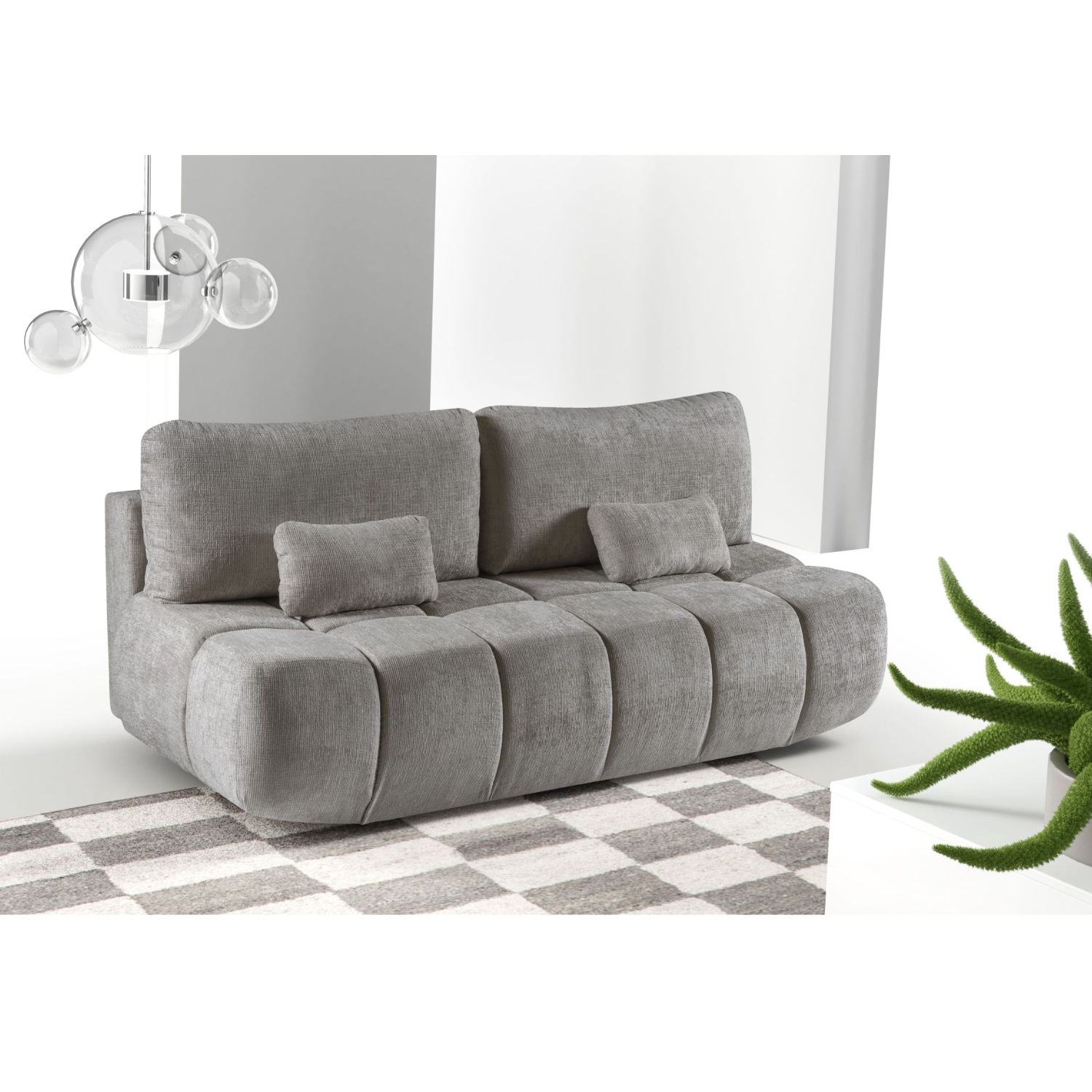 Canapé pratique 207 cm sans côtés avec fonction couchage et coffre