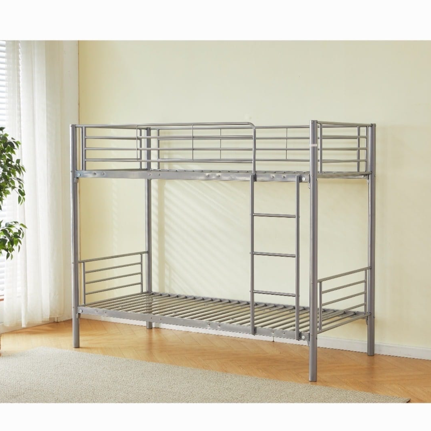 Lit superposé gris avec revêtement et sommiers en acier – 1+1 / 2+1 / 2+2 – 90x190 cm et 140x190 cm