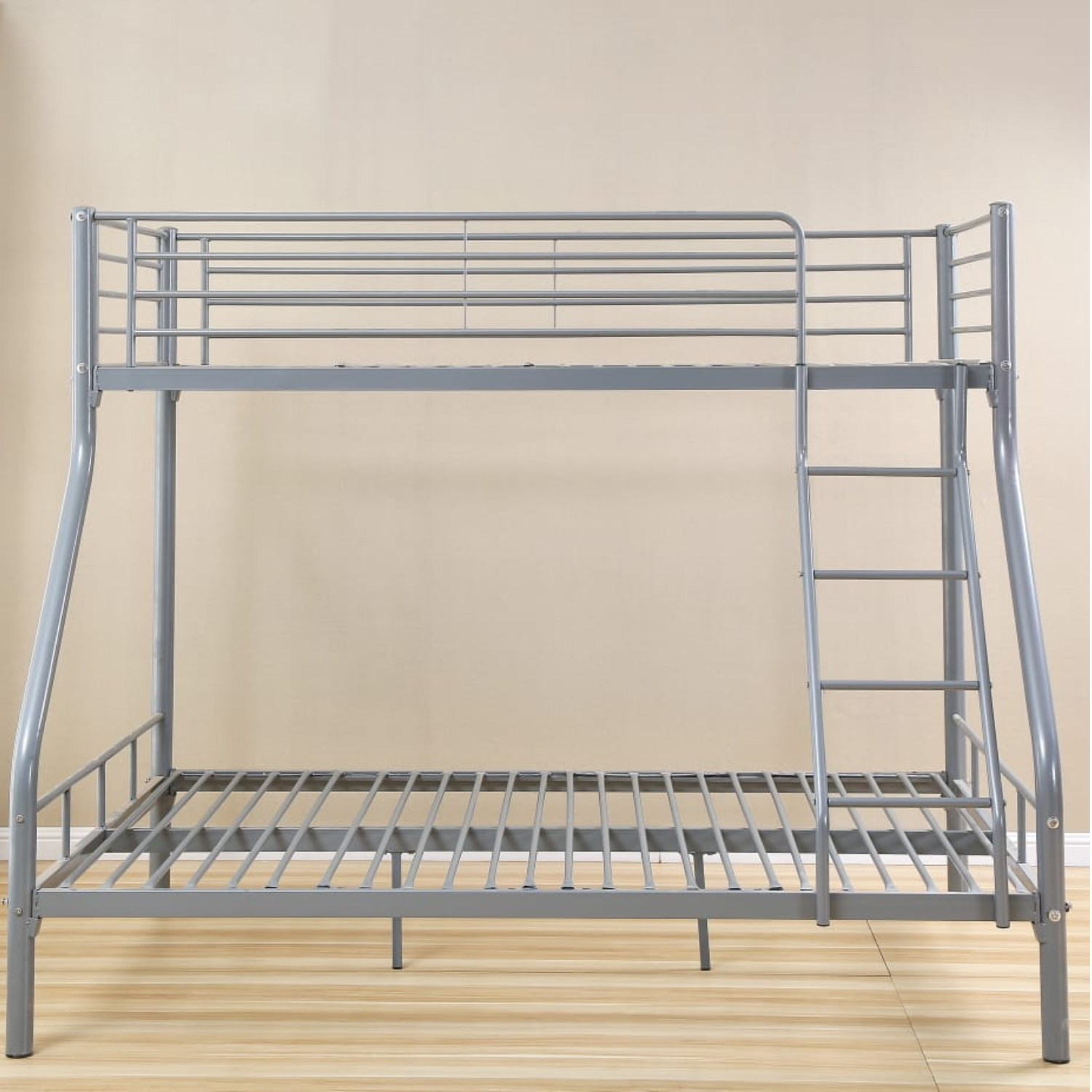 Lit superposé – Revêtement et sommier en acier – Gris – 90x190 + 140x190 cm