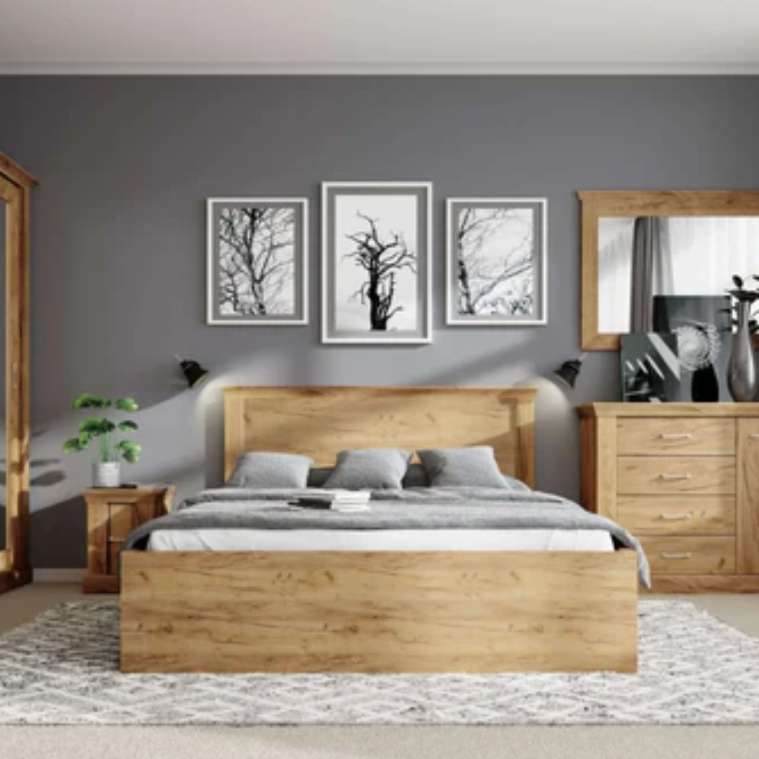 Lit double pour chambre à coucher en panneau laminé