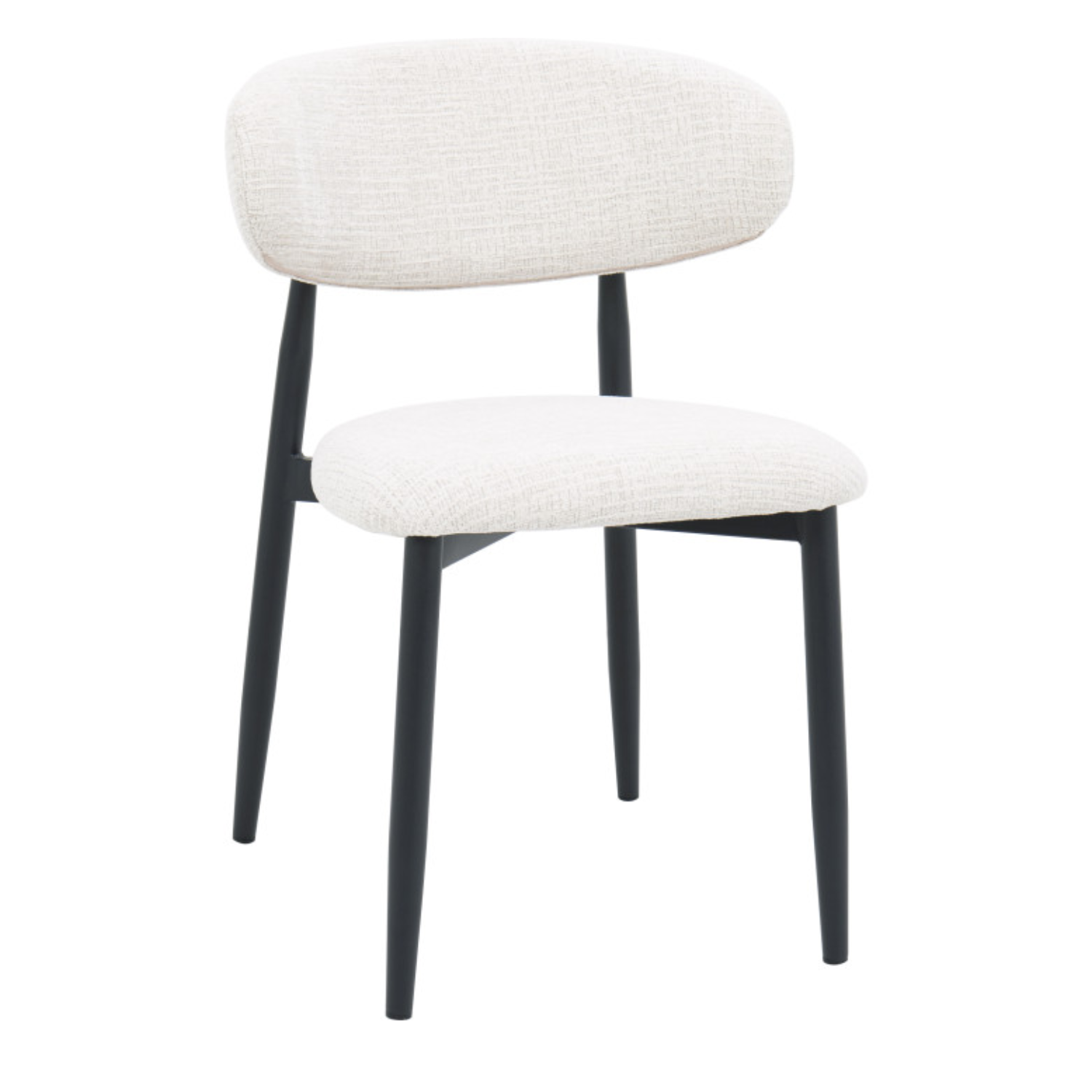 Chaise design – Assise et dossier en tissu, piétement acier (Beige ou Blanc)