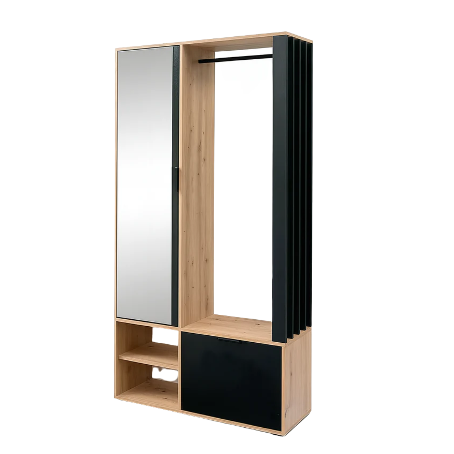 Placard d’entrée avec miroir – 100 cm – meuble de couloir design avec rangement chaussures