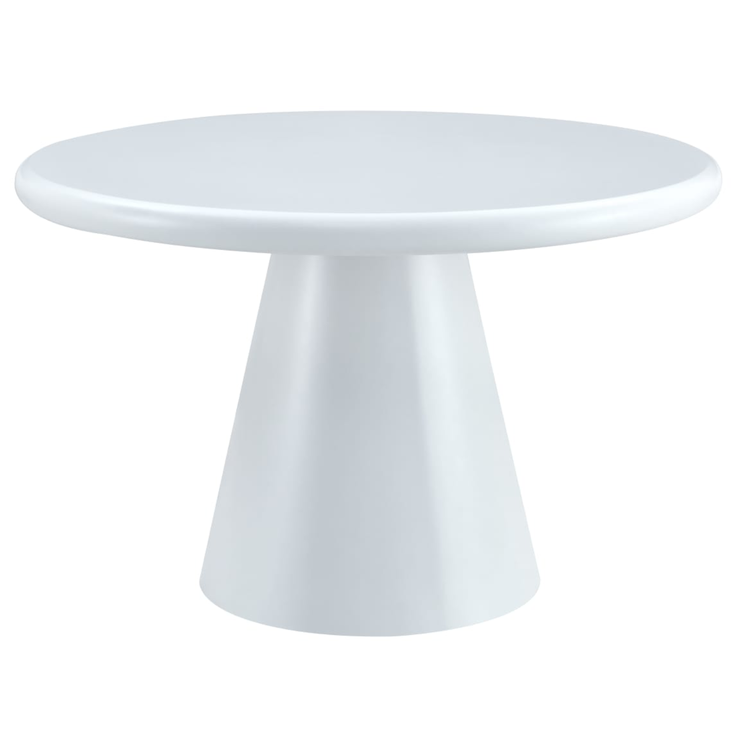 Table à manger ronde 120 cm – MDF blanc avec pied central conique
