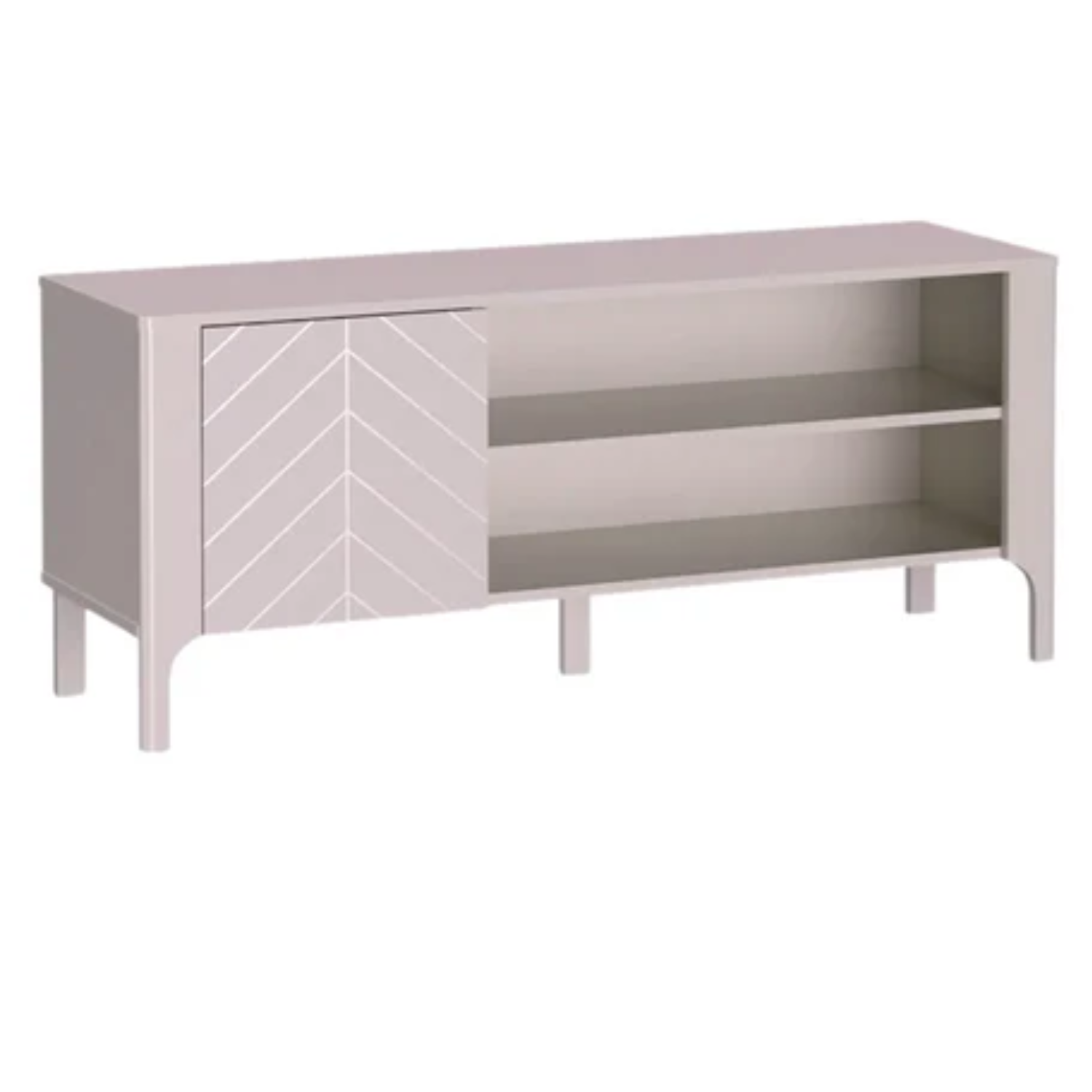 Meuble TV 135 cm – Noir mat avec façade motif chevrons