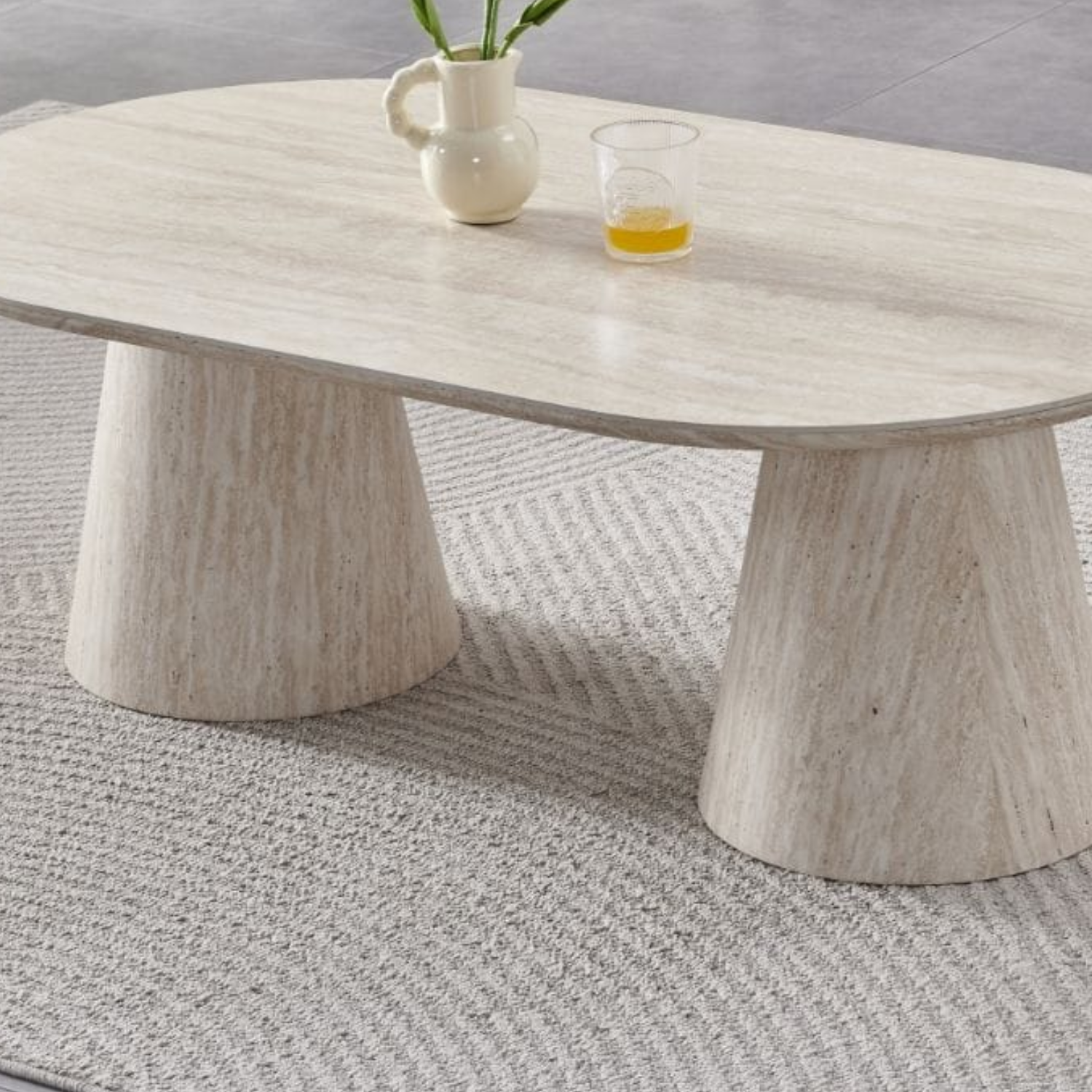 Table Basse en Céramique Effet Travertin – Design Élégant & Résistant pour Salon Contemporain