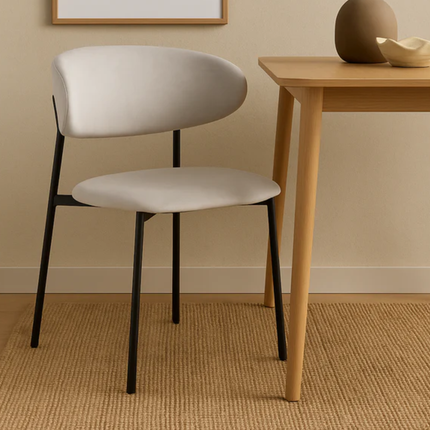 Chaise  Revêtement Tissu Côtelé ou Serge – Pieds Métal Noir