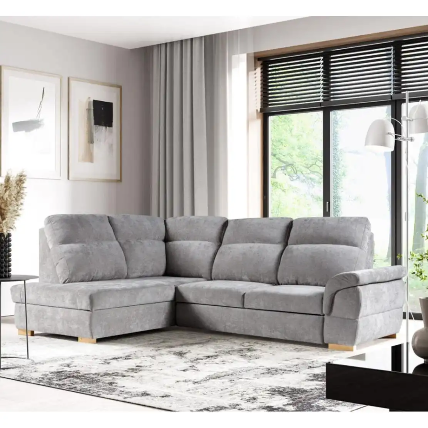 Canapé d’angle convertible avec coffre – 272x201 cm – Couchage 200x140 cm