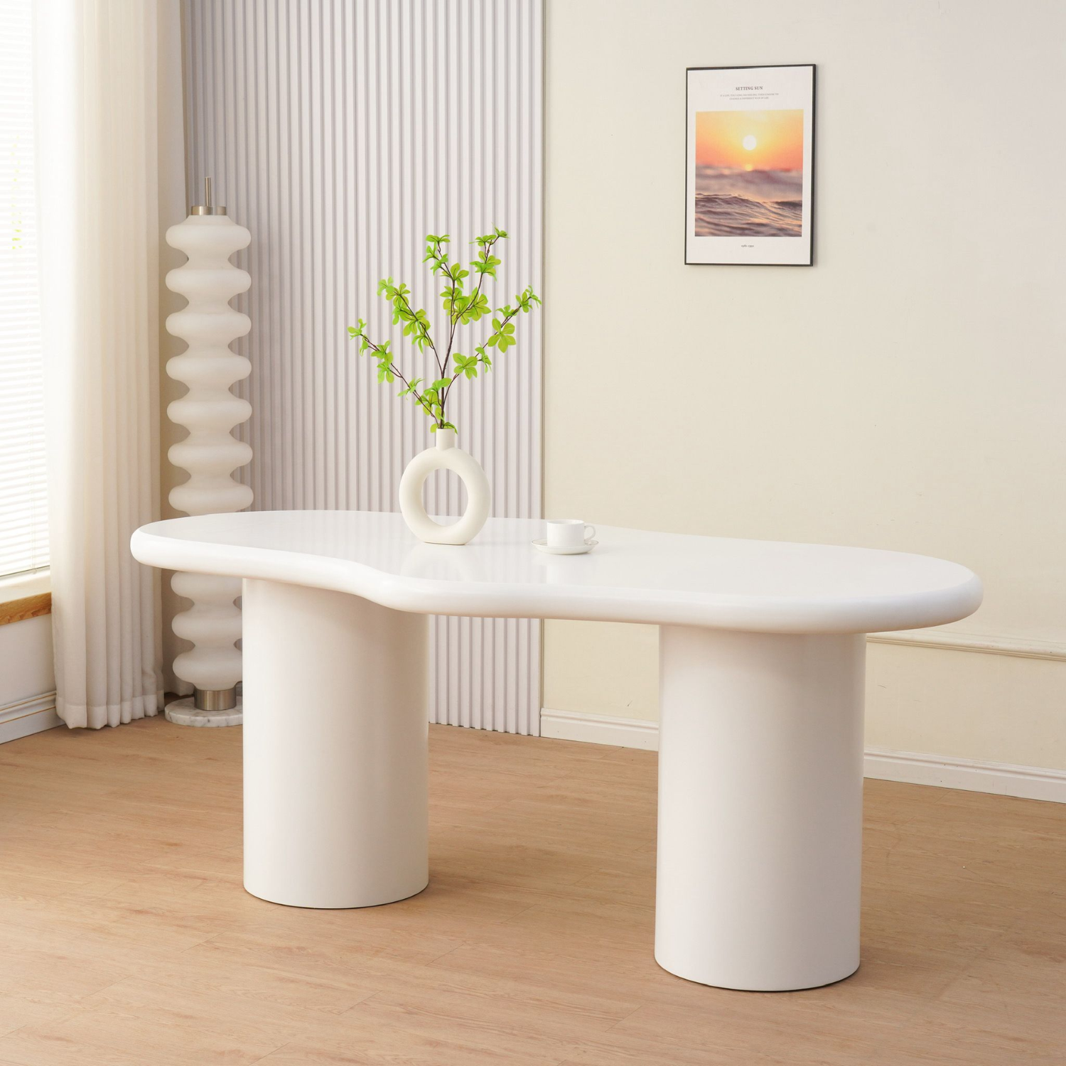 Table à Manger Design Blanc Mat – Plateau MDF 180x90 cm