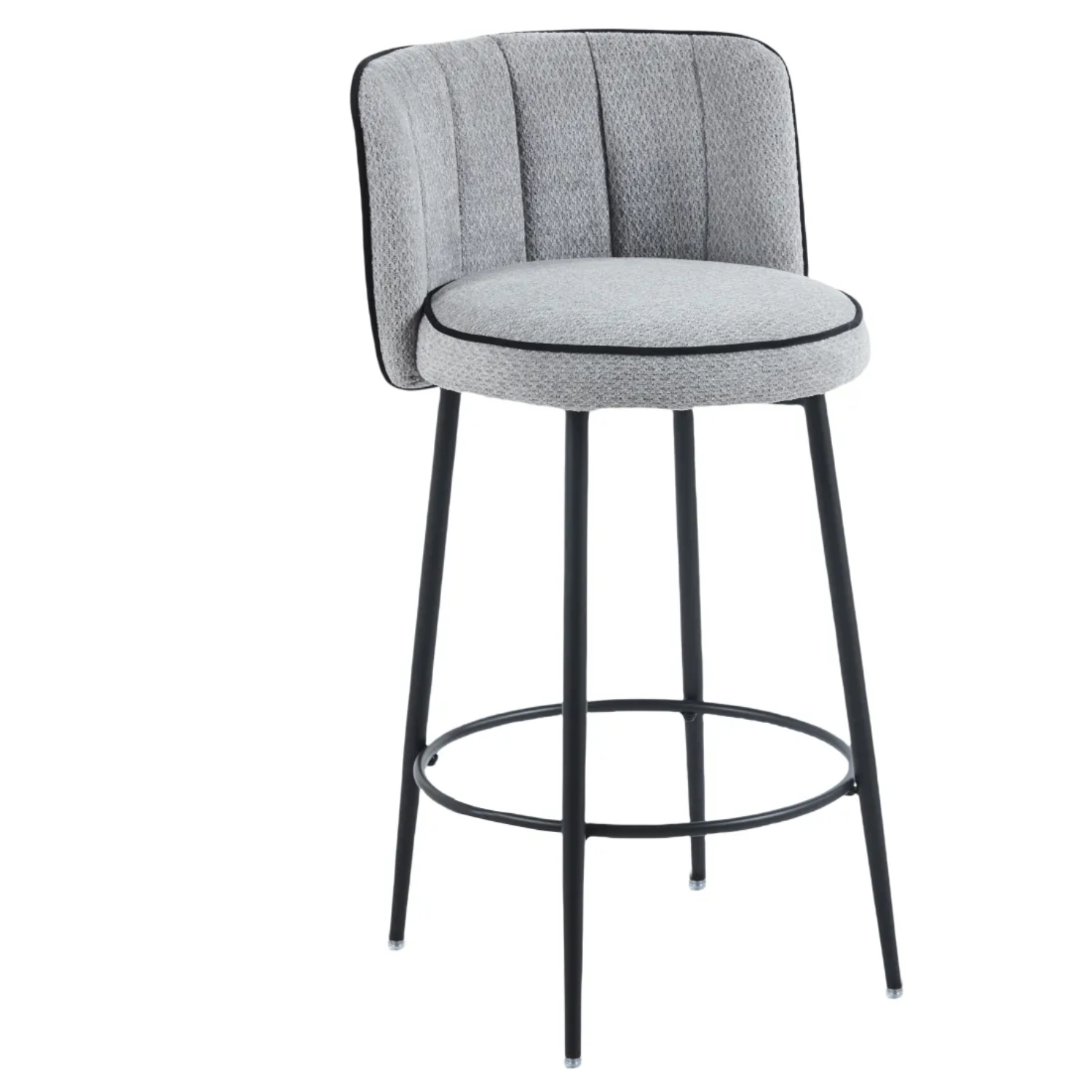 Tabouret de bar en velours  – Pied métal noir – Assise confortable– H99 cm
