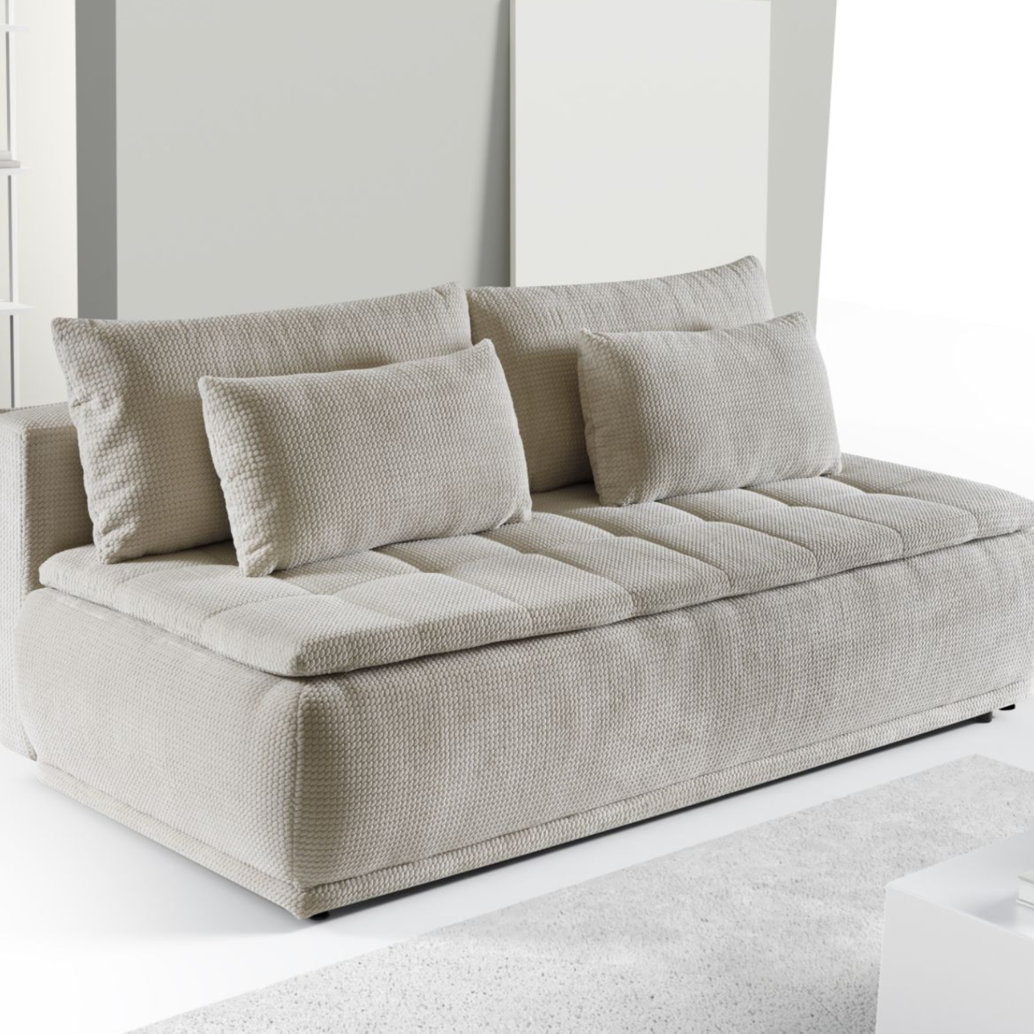 Canapé-lit 220 cm avec fonction couchage DL et coffre – grand confort et design épuré