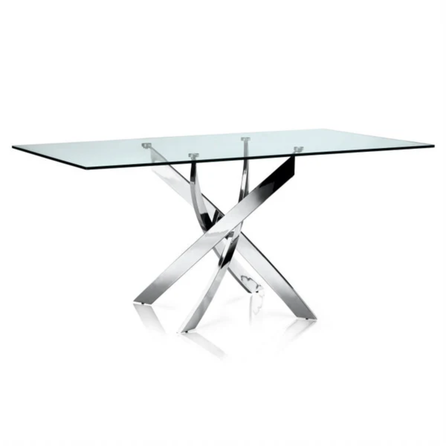 Table à Manger ALIA rectangulaire plateau en verre trempé et Pieds couleur argentée