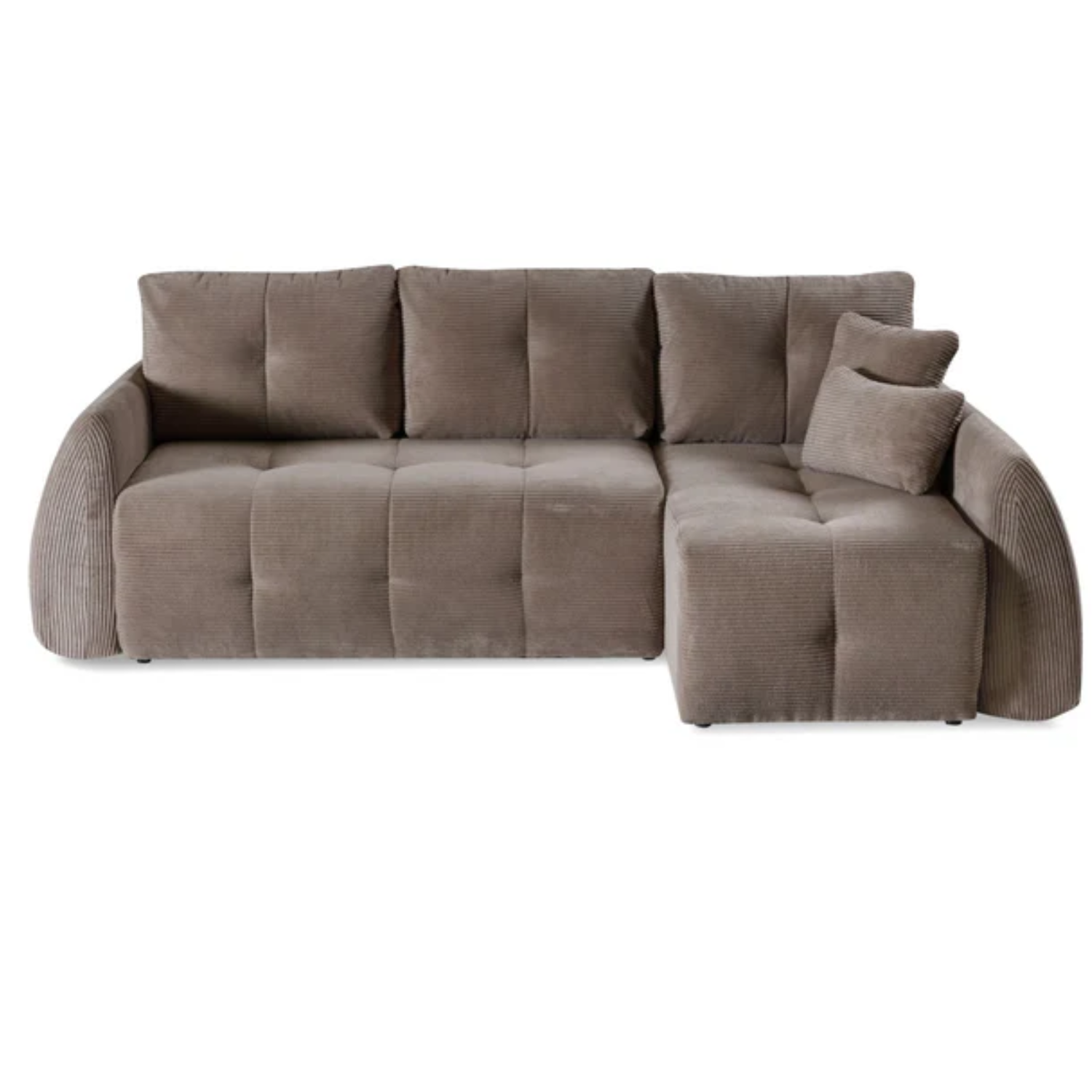 Canapé d'angle extensible matelassé 252 cm avec coffre marron