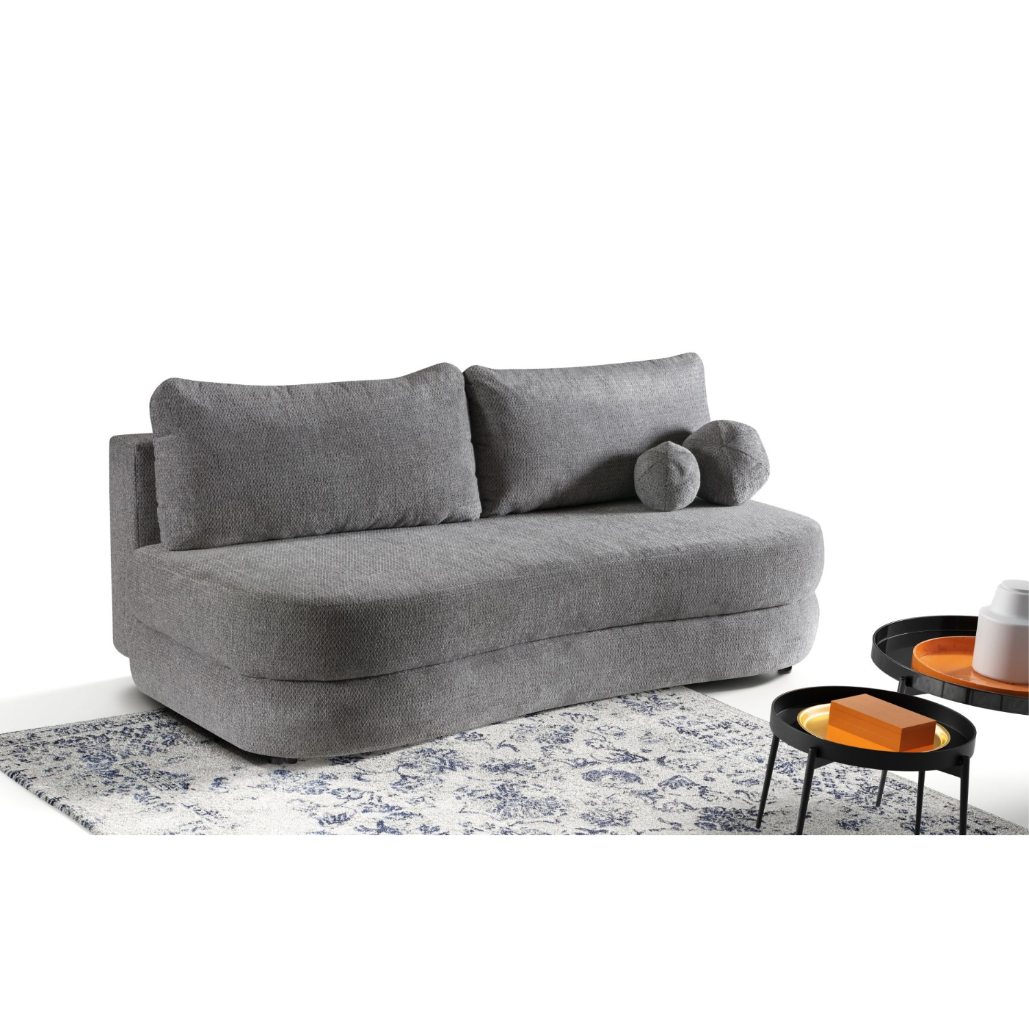 Canapé avec fonction couchage DL, ressorts Bonnell et rangement intégré.