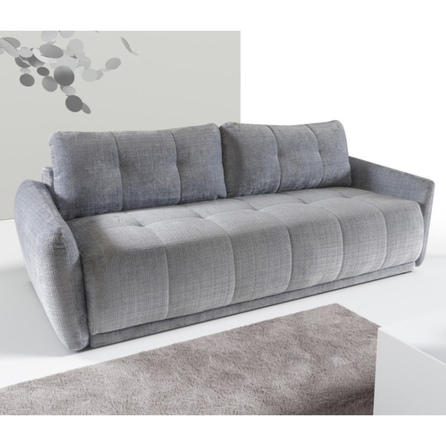 Canapé convertible 3 places avec coffre, couchage 142x200 cm, style moderne et fonctionnel