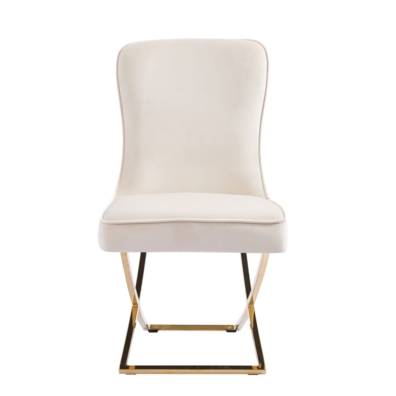 Chaise – Assise en mousse & pieds en acier doré ou argenté – Élégance sobre & confort moderne