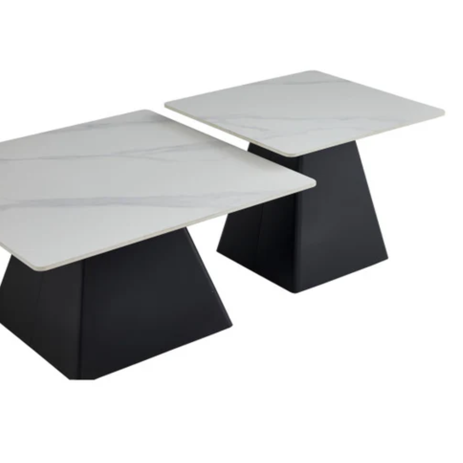 Table basse Flora en céramique marbre blanc ou gris, piétement acier