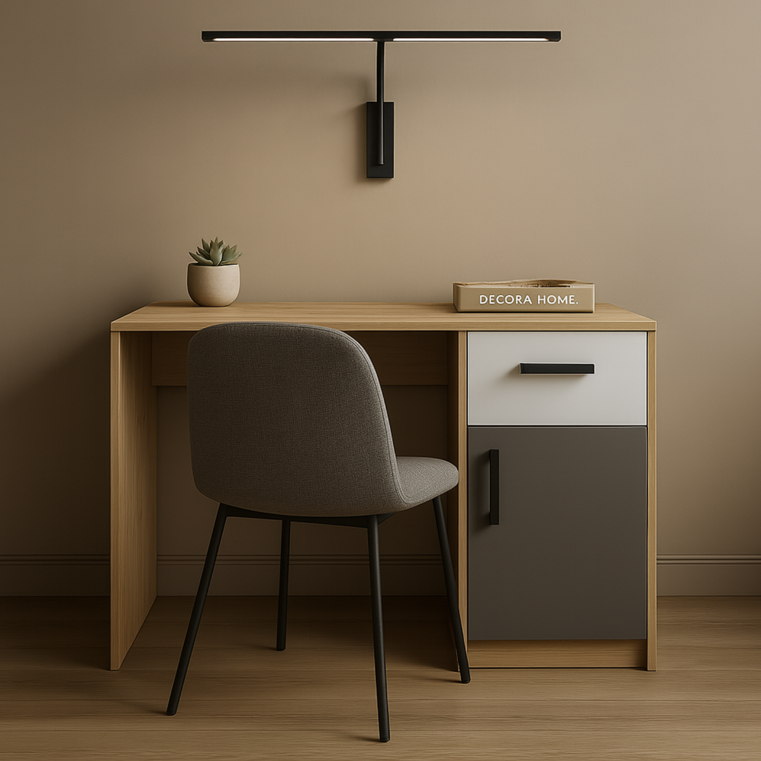 Bureau Moderne en MDF et Chêne avec Design Épuré - Idéal pour Espaces de Travail Contemporains