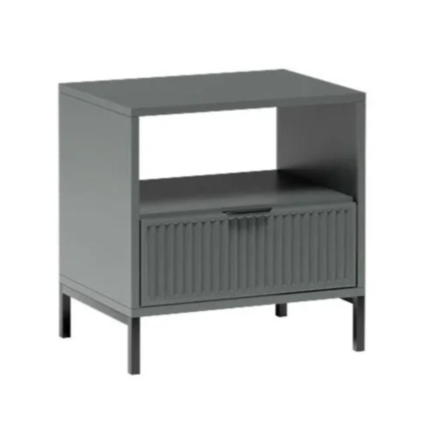 Table de chevet design avec tiroir et étagère – Pieds métal noir – 3 coloris