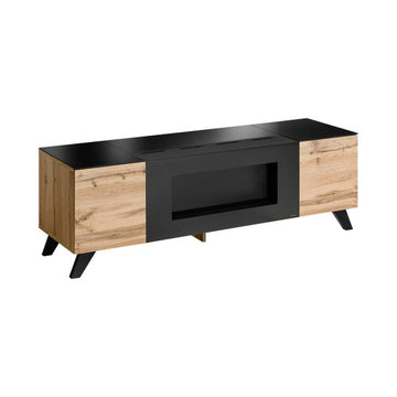 THIN TV unit avec cheminée bioéthanol on legs, chêne Wotan — vue 13