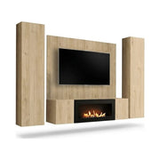 FLY M-P1 wall unit avec cheminée bioéthanol and a panel, hickory Jackson — vue 15