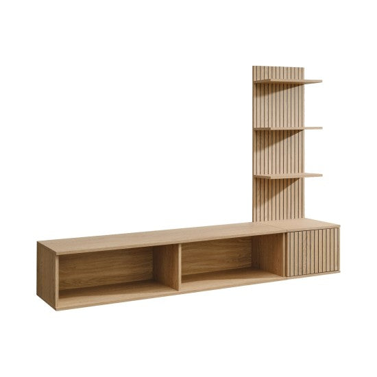 JOY wall unit 180 cm with a striped panel, Cremona chêne — vue 2
