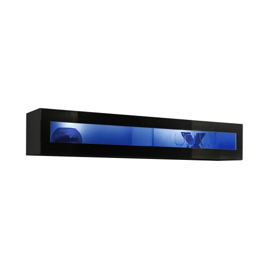 FLY 51 horizontal display cabinet with lighting, noir brillant — vue 2