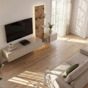 LUZZ wall unit 220 cm with lighting, Szara Glina and Coast Evoke chêne — vue 2