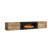 SWITCH wall hung TV unit avec cheminée bioéthanol, chêne Wotan — vue 2