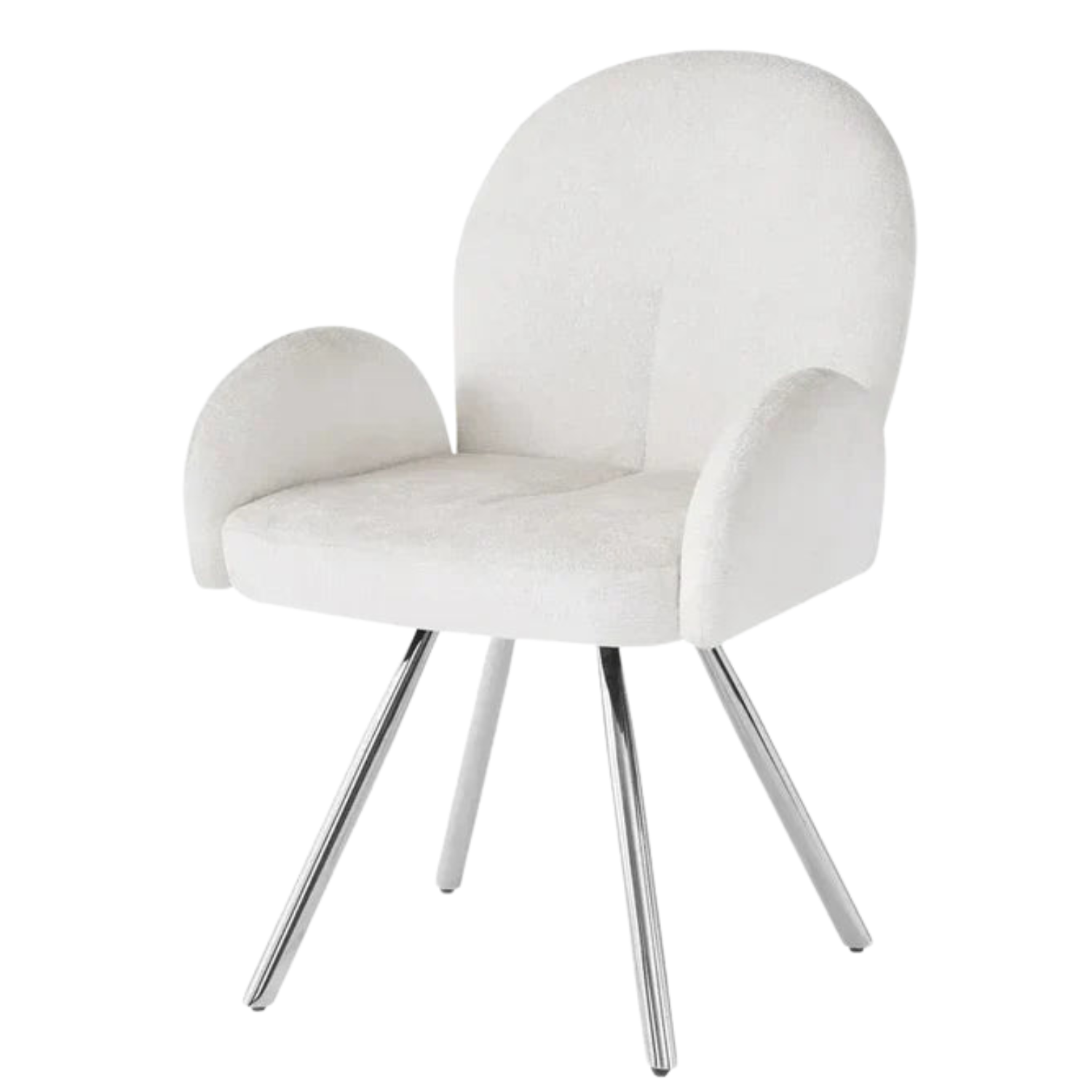 Chaise en tissu chenille avec dossier haut – Piètement en acier doré, argenté ou noir