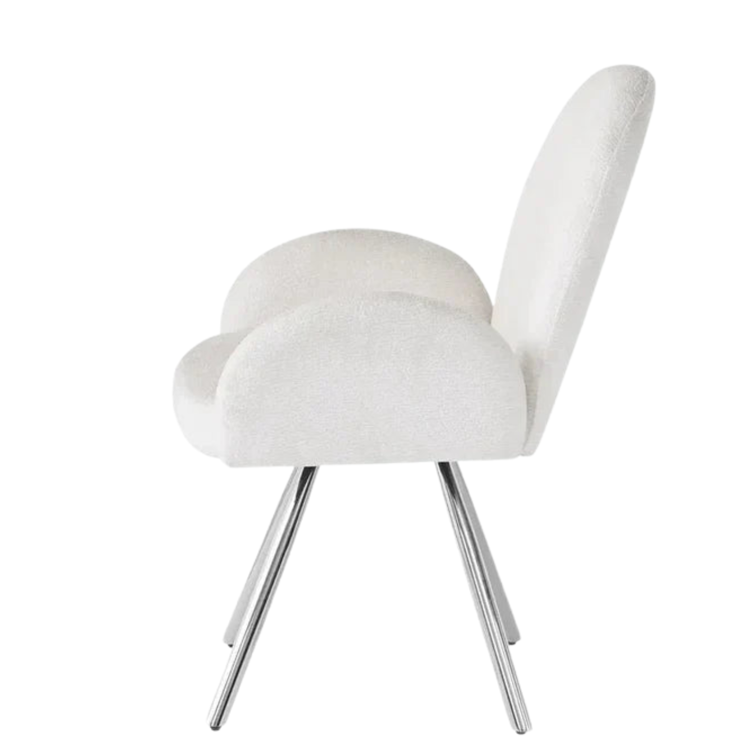 Chaise en tissu chenille avec dossier haut – Piètement en acier doré, argenté ou noir