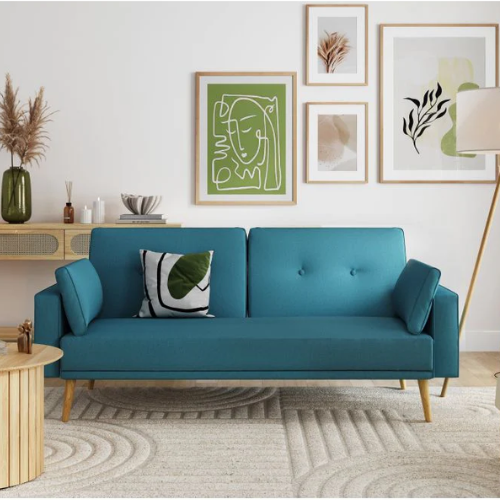 Canapé droit 3 places scandinave convertible en tissu