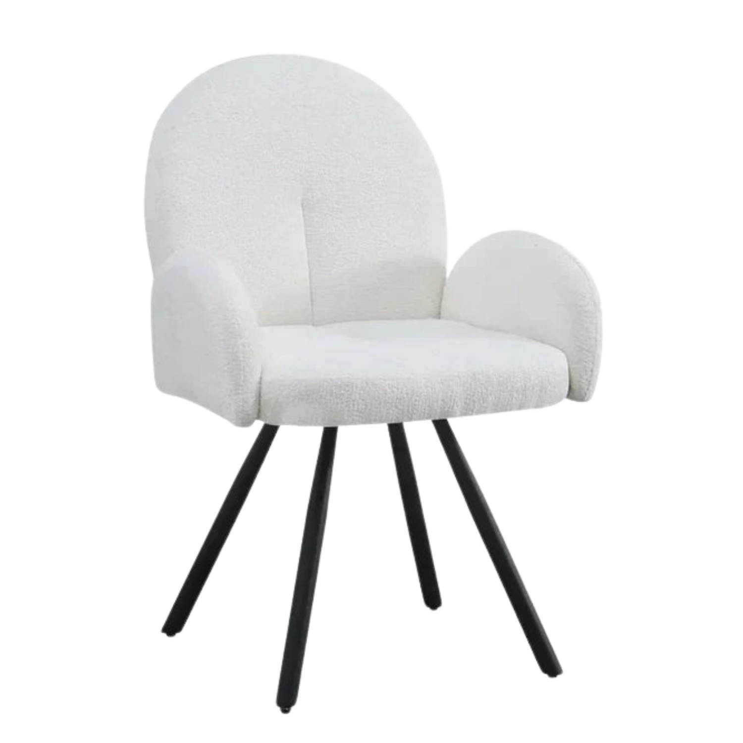 Chaise en tissu chenille avec dossier haut – Piètement en acier doré, argenté ou noir