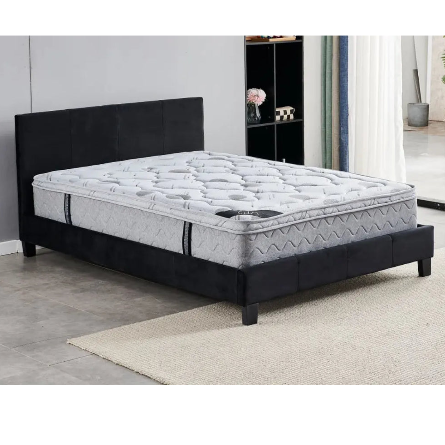 Lit Velours Bella 140x190 cm – Design Moderne et Élégant | Noir ou Taupe