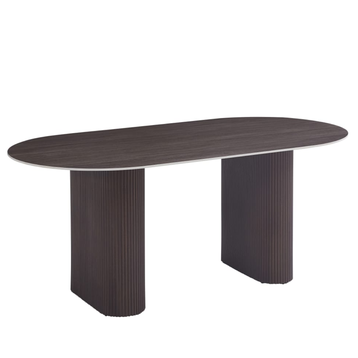 TABLE A MANGER PIED NOYER CERAMIQUE EFFET NOYER 180x90x75 CM