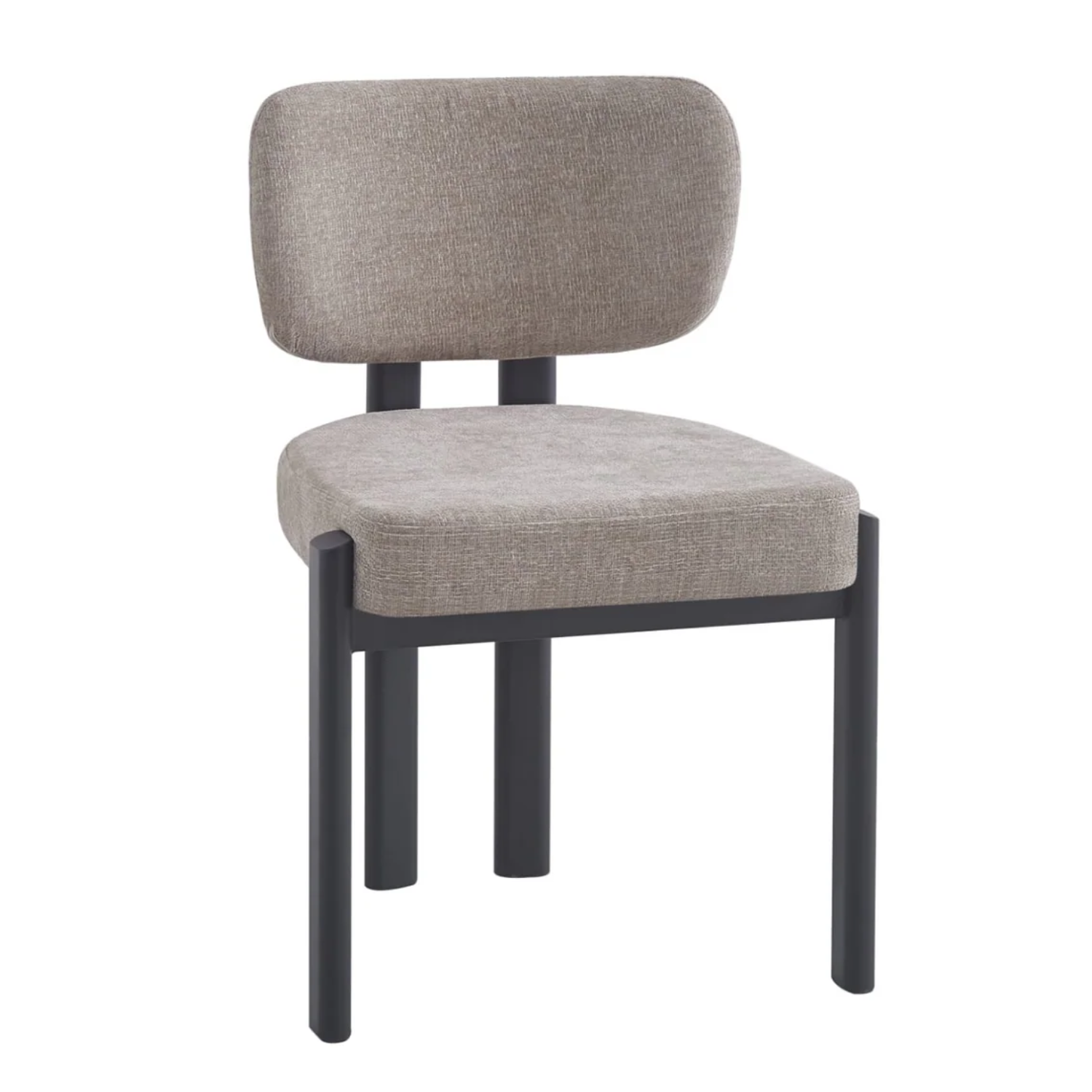 Chaise en tissu chenille et pieds métal noir