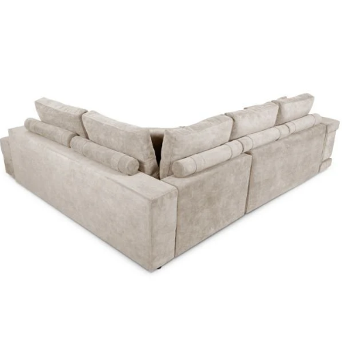 Canapé d'angle convertible avec 2 poufs et coffre en tissu